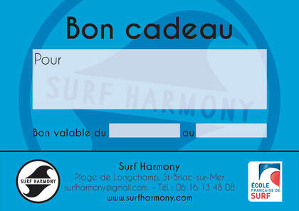Surf Harmony gift voucher for surf lesson and surf rental.