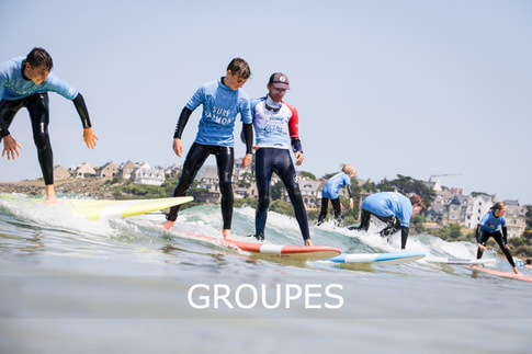 Cours de surf pour les groupes (entreprises, evjf/g, scolaires, centres de loisirs, mairies...).